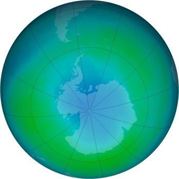 Antarctic ozone map for 2001-04
